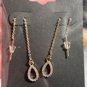 Elegant Gold Teardrop Earrings with Crystals